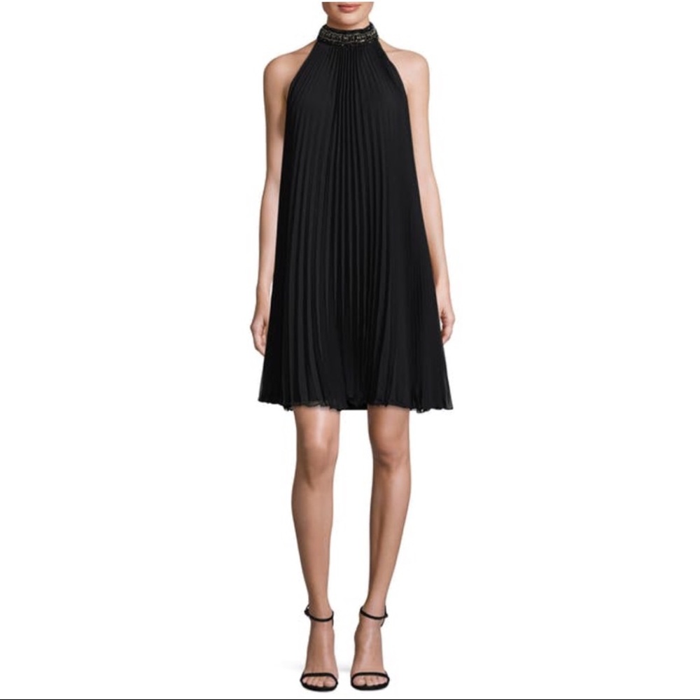 Embellished Pleated Black Cocktail Dress 6